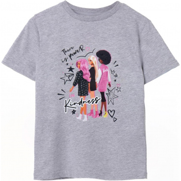 Barbie Girls There Is Power In Kindness Character Gray Short Sleeve T-Shirt