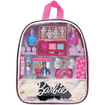 Barbie - Townley Girl Silver Backpack Cosmetic Makeup Set with Mirror includes Lip Gloss, Nail Polish & Hair Bow and more! for Kids Toddler Girls