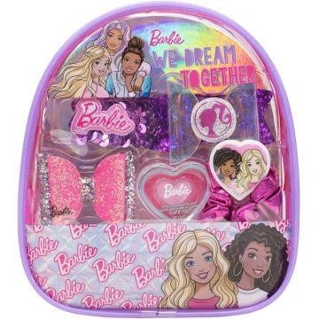Barbie - Townley Girl Backpack Cosmetic Makeup Gift Bag Set Includes Lip Goss, Hair Accessories and Printed PVC Back-Pack for Kids Toddler Girls