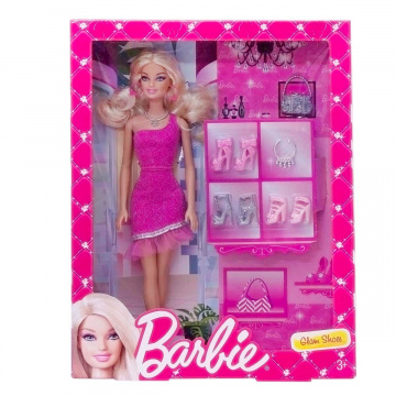 Barbie Glam Shoes Doll (pink and silver)