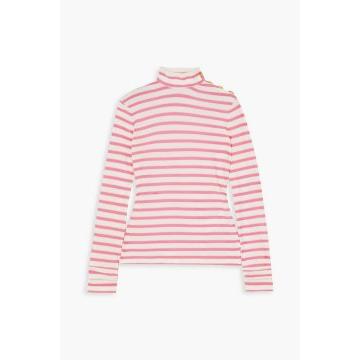 Balmain x Barbie Striped cotton-blend jersey turtleneck top