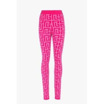Balmain x Barbie Knit leggings with light pink Balmain monogram