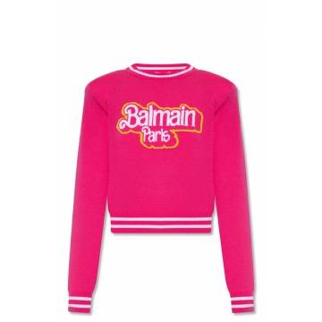 Balmain x Barbie Cropped Logo Pullover Jumper