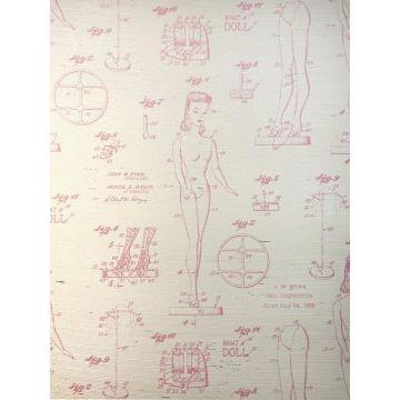 'Barbie™ Blueprint' Grasscloth Wallpaper By Barbie™ - Ballet Slipper