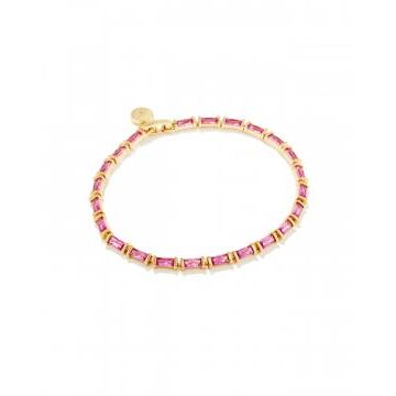 Barbie™ x Kendra Scott Gold Delicate Chain Bracelet in Pink Crystal