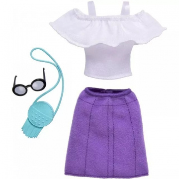 Barbie Fashion Ruffle Top and Purple Skirt Set