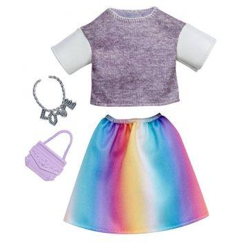 Barbie Fashion with sweater, multicolored skirt and accessories