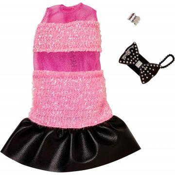 Barbie Clothes - Pink and Black Glitter Dress