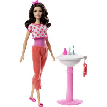 Barbie Doll and Bathroom Sink (Brunette)