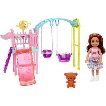 Barbie® Club Chelsea™ Doll and Swing Set Playset with 2 Swings and Slide, Plus Teddy Bear Figure