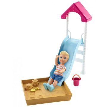 Barbie Skipper Babysitters Inc. Doll and Playset, Small Toddler Doll and Playground Piece with Slide and Sandbox