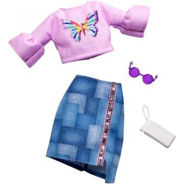 Barbie Fashion Butterfly Vintage Top & Patchwork Skirt
