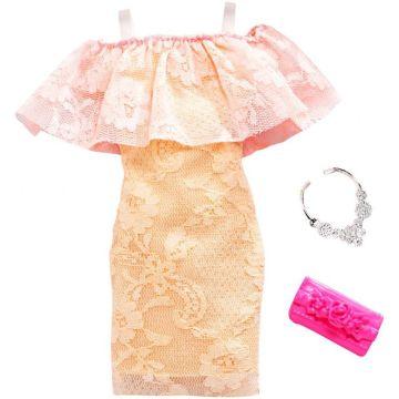 Barbie Complete Looks Doll Clothes, Outfit Dolls with Two-Tone Lace Dress and 2 Accessories Dolls
