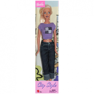 City Style Barbie Doll (blonde, Purple T-shirt)