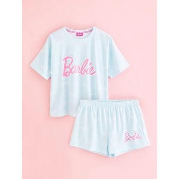 Barbie Bright Blue Slogan Short Pyjamas