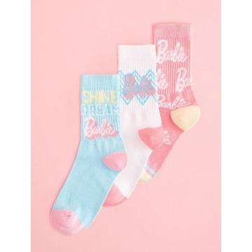 Barbie Pastel Slogan Ankle Socks 3 Pack