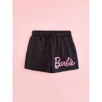 G21 Barbie Black Acid Wash Shorts