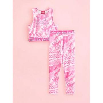 Barbie Pink Tie Dye Crop Top and Leggings Outfit
