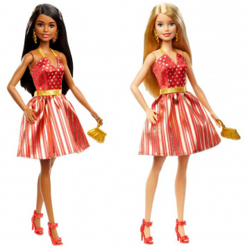 Budget Red and Gold Dress Holiday Barbie Assortment