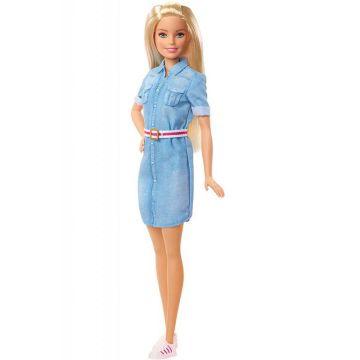 Barbie Dreamhouse Adventure blonde doll with denim dress