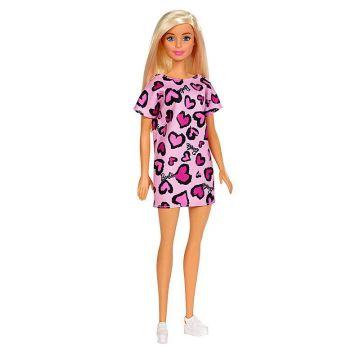 Barbie® Doll, Blonde, Wearing Pink Heart-Print Dress and Shoes