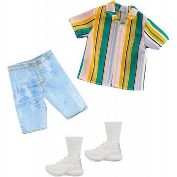 Barbie Clothes: 1 Outfit for Ken Doll Includes Striped Shirt, Denim Shorts and Shoes