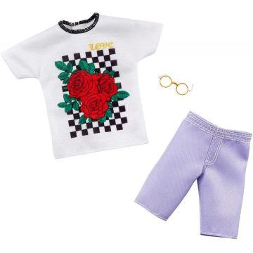 Barbie Clothes: 1 Outfit for Ken Doll Includes Graphic T-Shirt, Purple Shorts and Eyeglasses