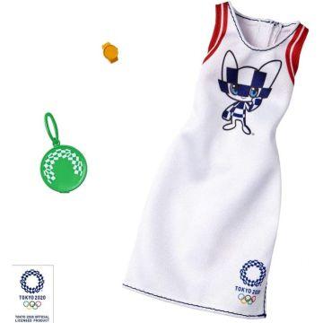 Barbie Clothes: Tokyo 2020 Olympic Games Inspired Outfit Doll, Dressed with Racket Shaped Purse and Watch