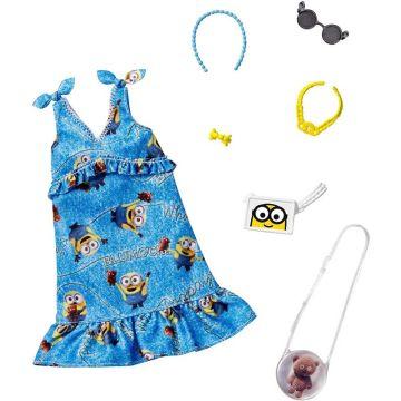 Barbie Storytelling Fashion Pack of Doll Clothes Inspired by Minions: Denim Dress and 6 Accessories Dolls