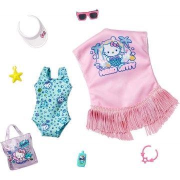 Barbie Storytelling Fashion Pack of Doll Clothes Inspired by Hello Kitty & Friends: Swimsuit, Fringed Cover-up & 6 Beach-Themed Accessories Dolls