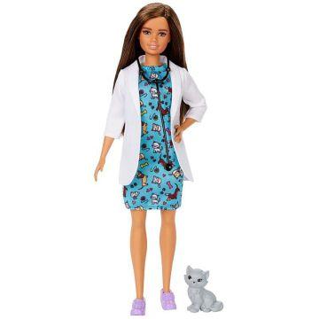 Barbie® Pet Vet  Doll, Brunette, Wearing Career Pet-print Dress