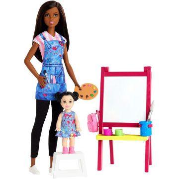 ​Barbie® Art Teacher Playset with Brunette Doll, Easel and Accessories