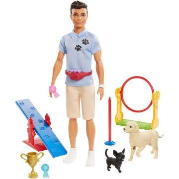 ​Ken™ Dog Trainer Playset with Doll, 2 Dog Figures, Hoop Ring, Balance Bar, Jumping Bar, Trophy and 2 Winner Ribbon