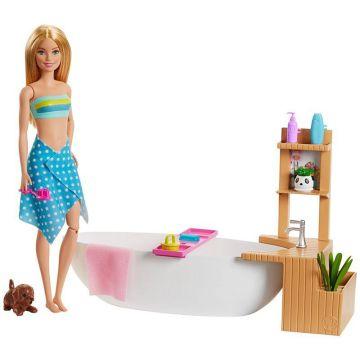 Barbie® Fizzy Bath Doll & Playset, Blonde, with Tub, Puppy & More