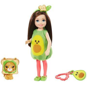 Barbie® Club Chelsea™ Dress-Up Doll in Avocado Costume, 6-inch Brunette, with Pet Kitten and Accessories