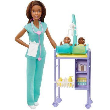 ​Barbie® Baby Doctor Playset with Brunette Doll, 2 Infant Dolls, Exam Table and Accessories