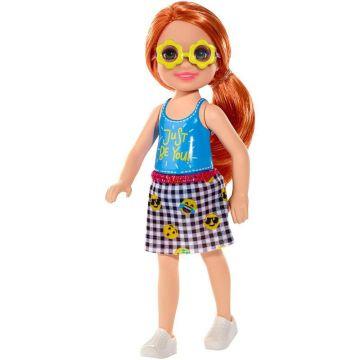 Barbie® Club Chelsea™ Doll, 6-inch Redhead Wearing Removable Emoji-Decorated Skirt and Flower-Shaped Sunglasses