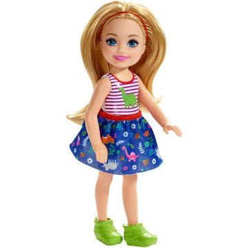 ​Barbie® Club Chelsea™ Doll, 6-inch Blonde Wearing Dinosaur-Themed Look with Removable Skirt, for 3 to 7 Year Olds