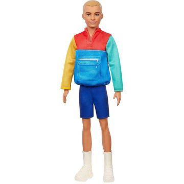 Barbie® Ken™ Fashionistas™ Doll #163, Slender with Sculpted Blonde Hair Wearing Color-Blocked Jacket-Style Top, Blue Shorts & White Boots