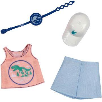 Barbie Fashions Storytelling Fashion Pack- Pink Tank and Shorts with Dinosaur - Complete Look with Outfit & Accessories