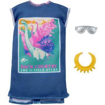 Barbie Fashions Storytelling Fashion Pack- Back Country Dress with Dinosaur - Complete Look with Outfit & Accessories