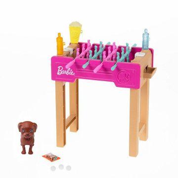 ​Barbie® Mini Playset with Pet, Accessories and Working Foosball Table, Game Night Theme