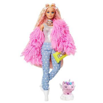 Barbie® Extra Doll #3 in Pink Coat with Pet Unicorn-Pig for Kids 3 Years Old & Up