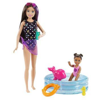 Barbie® Skipper™ Babysitters Inc.™ Dolls & Playset with Babysitting Skipper™ Doll, Toddler Small Doll with Color-Change Swimsuit, Kiddie Pool, Whale Squirt Toy & Accessories