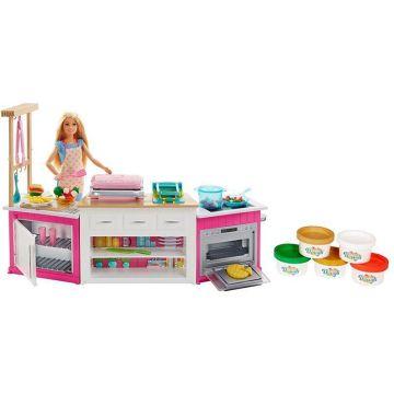 ​Barbie® Kitchen Playset with Doll, Lights & Sounds, Food Molds, 5 Dough Colors and 20+ Accessories