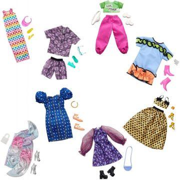 Barbie Clothes Multipack with 8 Complete Outfits for Barbie Doll, 25+ Pieces Include 8 Outfits, 8 Pairs of Shoes & 8 Accessories