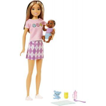 Barbie Dolls And Accessories, Skipper Doll With Baby Figure And 5 Accessories, Babysitters Inc. Playset