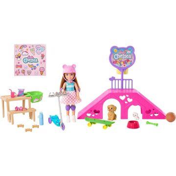 Barbie Toys, Chelsea Doll And Accessories, Skatepark Playset With 2 Puppies And 15+ Pieces