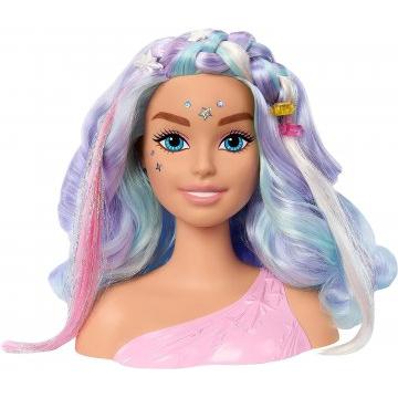 Barbie Doll Fairytale Styling Head, Pastel Fantasy Hair with 20 Accessories, Doll Head for Hair Styling