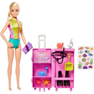 Barbie Dolls & Accessories, Marine Biologist Doll (Blonde) & Mobile Lab Playset 10+ Pieces
